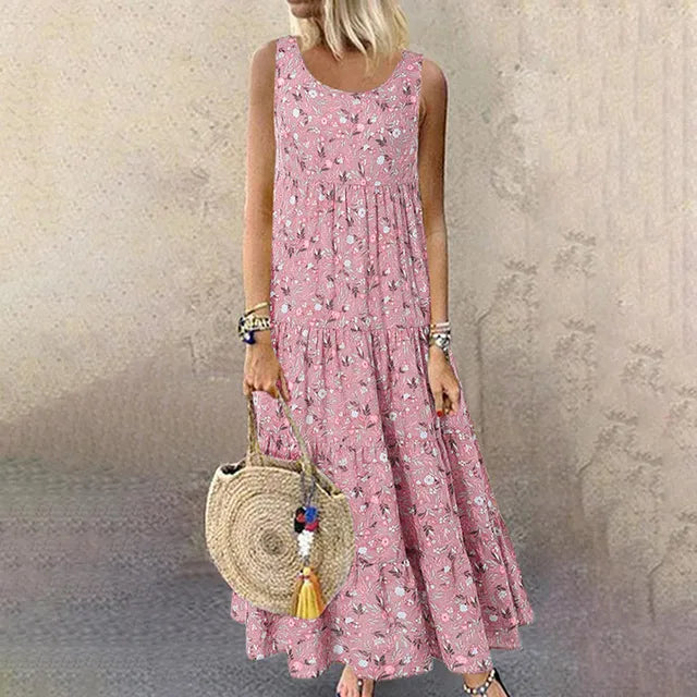 GR | Sleeveless floral print elegant summer dresses for women