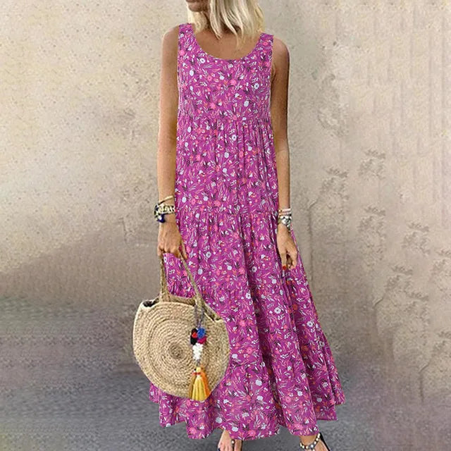 GR | Sleeveless floral print elegant summer dresses for women
