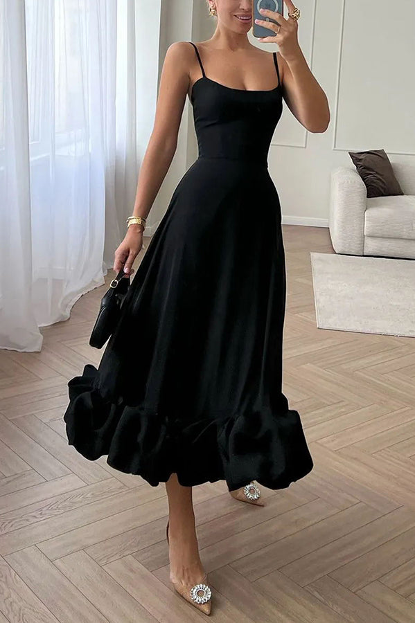 GR | Strapless Midi Kleid mit Rüschen für Mitternachtsballetten