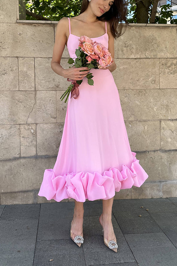 GR | Strapless Midi Kleid mit Rüschen für Mitternachtsballetten