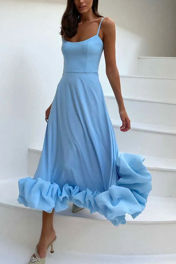 GR | Strapless Midi Kleid mit Rüschen für Mitternachtsballetten
