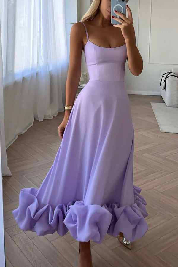 GR | Strapless Midi Kleid mit Rüschen für Mitternachtsballetten