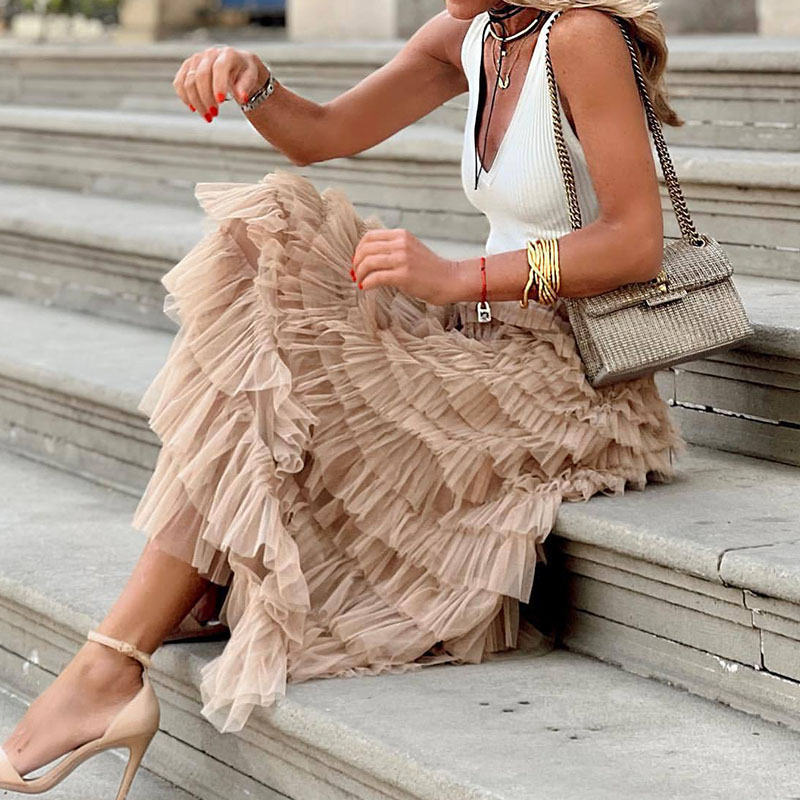 GR | High waisted boho summer skirt maxi skirt