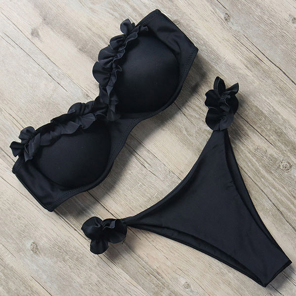 GR | Push-up bikini set with ruffles for women
