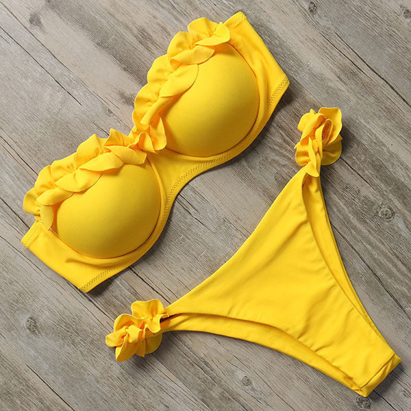 GR | Push-up bikini set with ruffles for women
