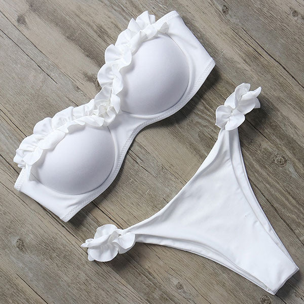 GR | Push-up bikini set with ruffles for women