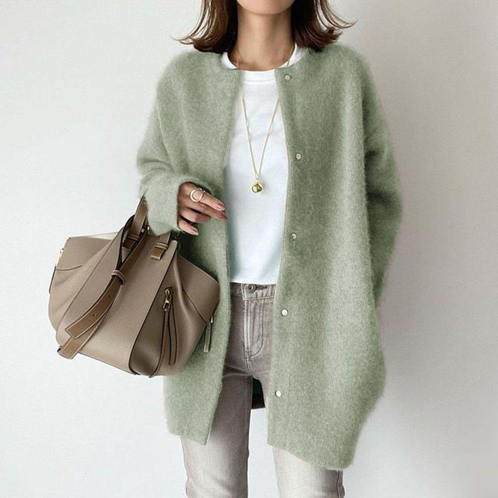 GR Damen Strickjacke | Wollene Freizeitjacke für Frauen: Lange Stricktops Outwear