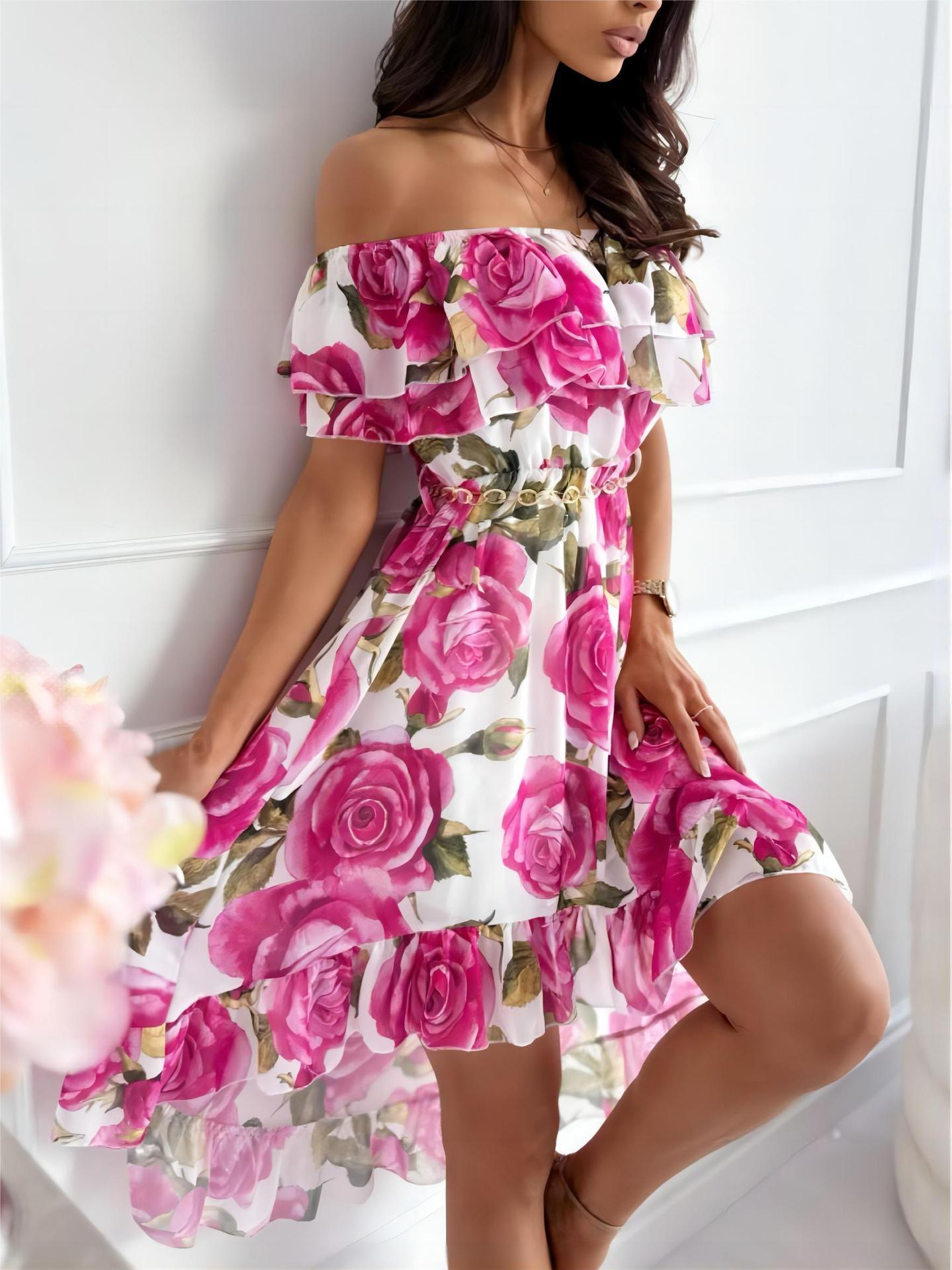 GR - Off-the-shoulder dress with floral design