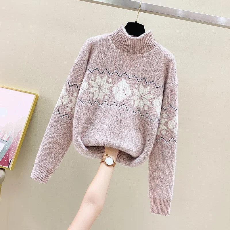 GR - Hässlicher Weihnachtspulli - Gemütlicher Schneeflocken-Turtleneck