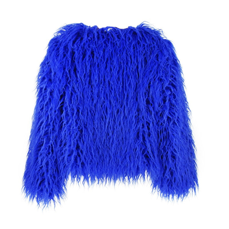 Women's thick warm faux fur coat 