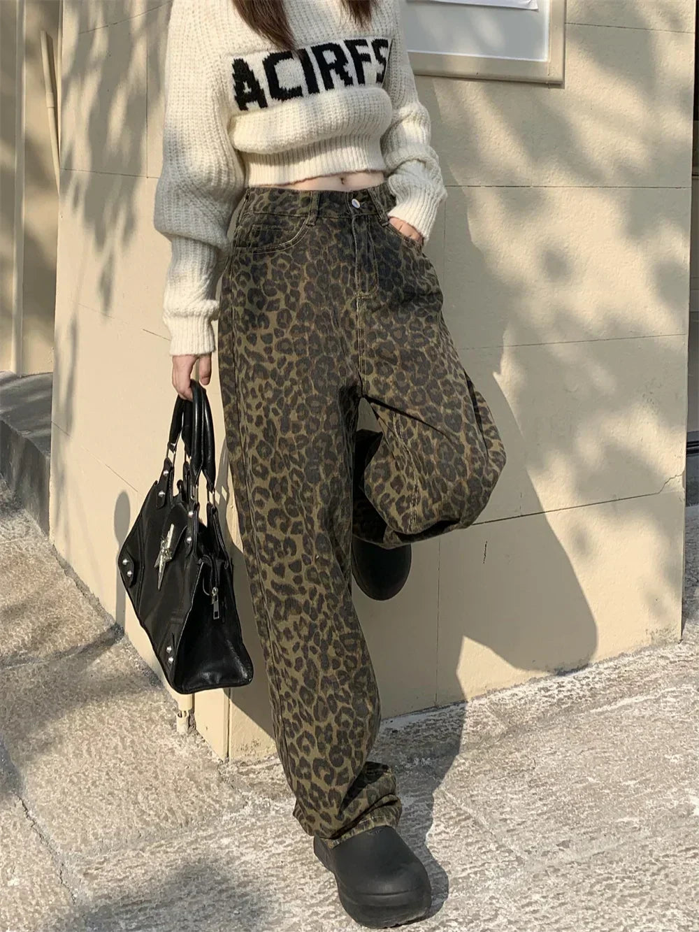 GR | Modische Leopardenmuster Jeans Für Damen
