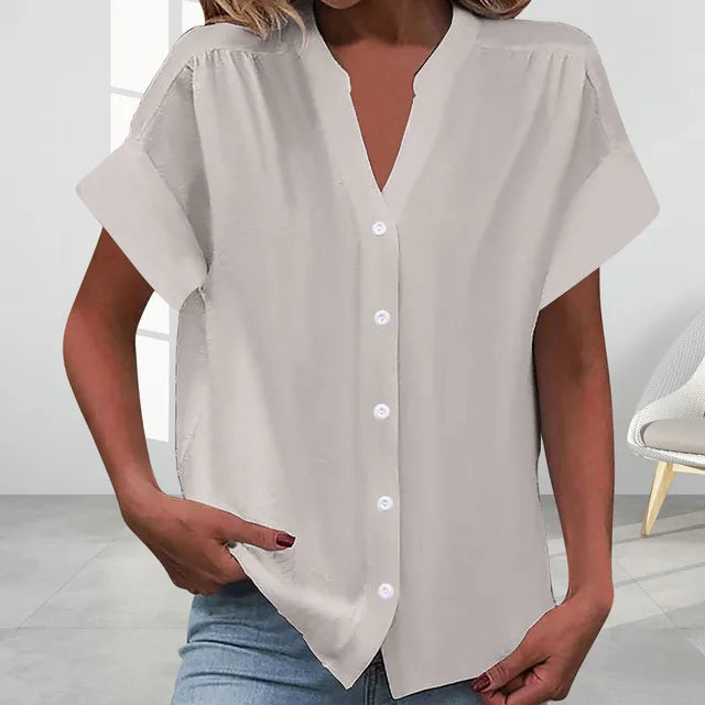 GR | Casual V-neck top with short sleeves