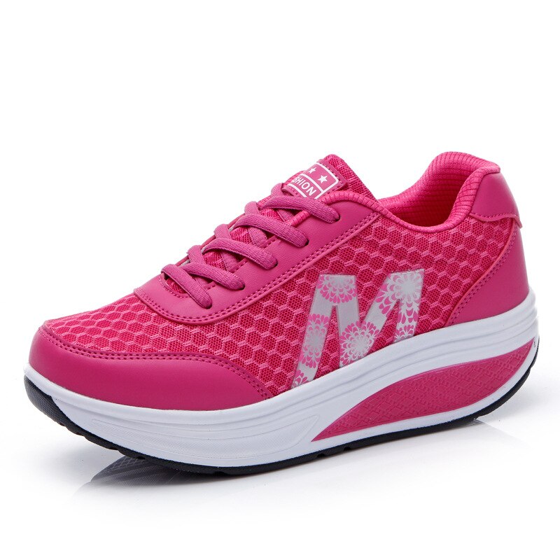Stylish lace up wedge sneakers