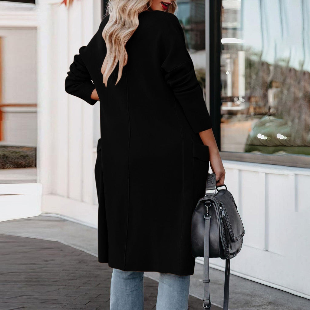 GR - Stylish women's casual long solid color coat with pockets