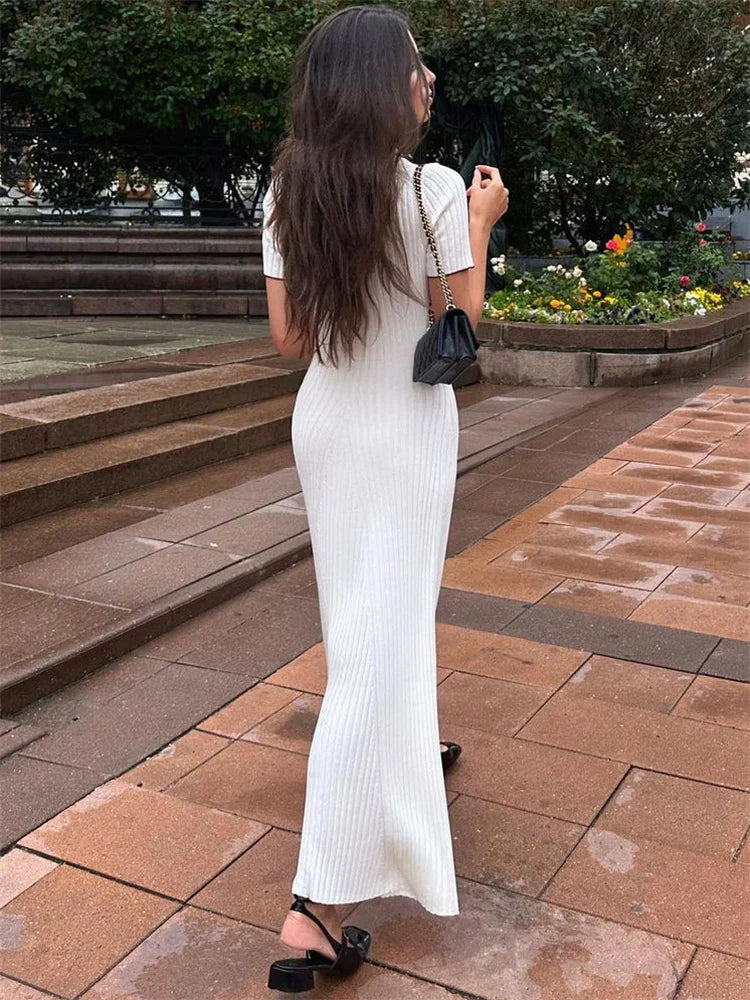GR | Patchwork Lapel Knit Maxi Dress
