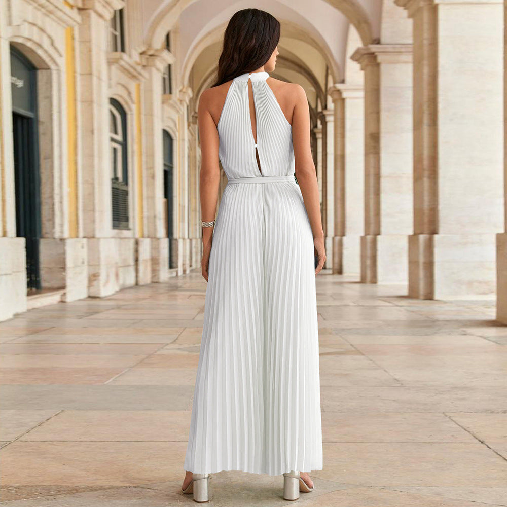 GR | White Pleated Jumpsuit