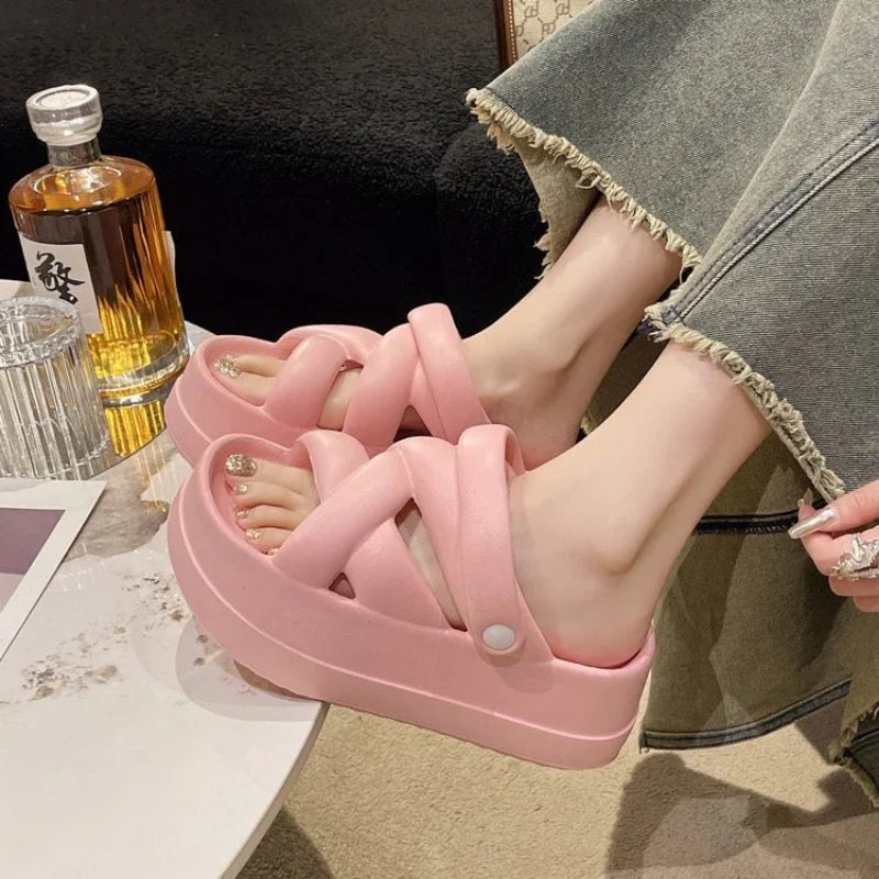 GR | Platform Chunky Cross Strap Sandals