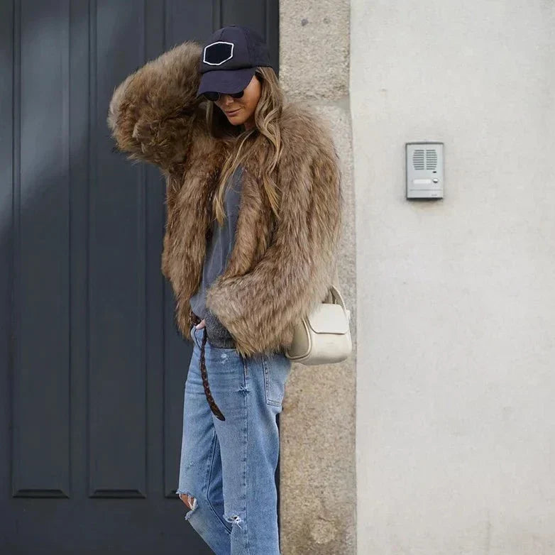 GR - Women's Fashion Plush Faux Fur Jacket