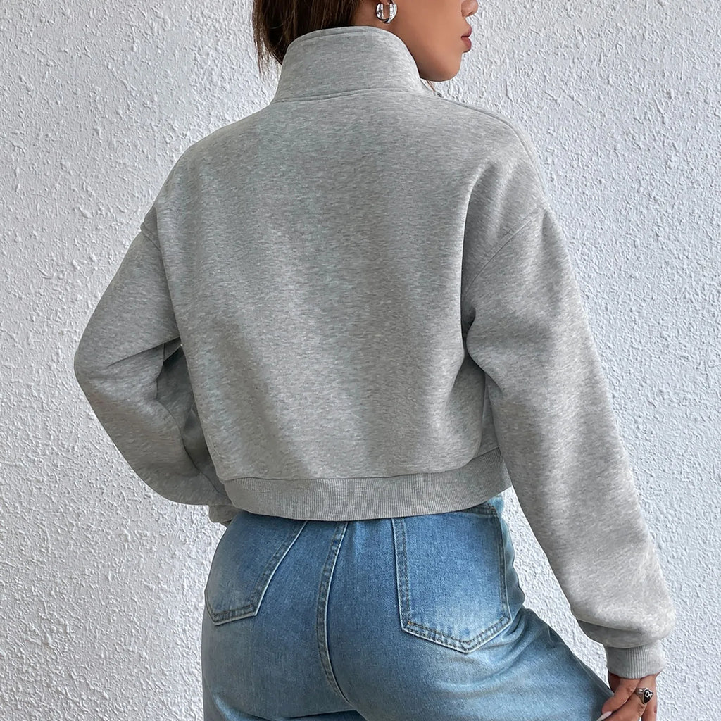 GR | Comfortable long-sleeved cropped jacket with pockets