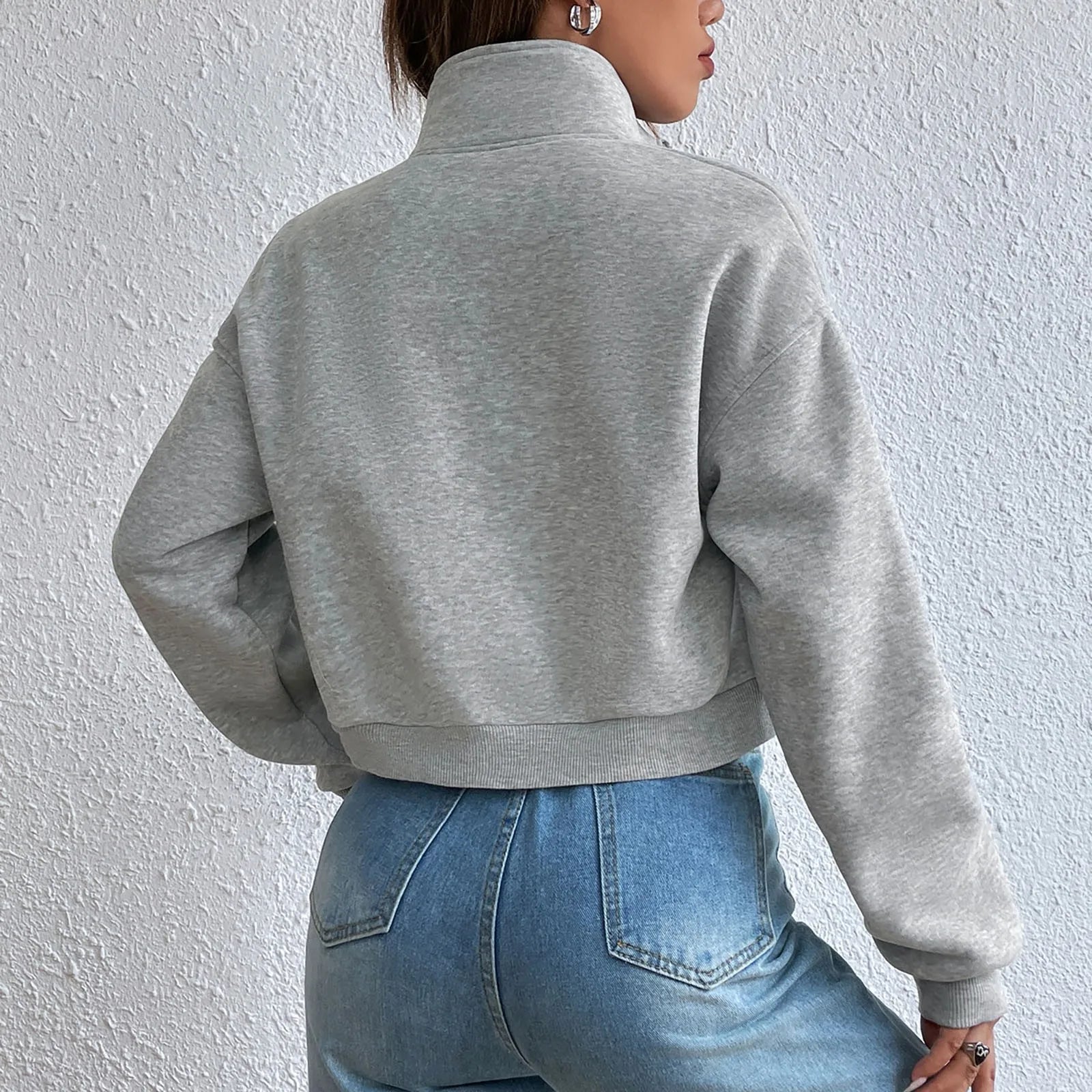 GR | Comfortable long-sleeved cropped jacket with pockets