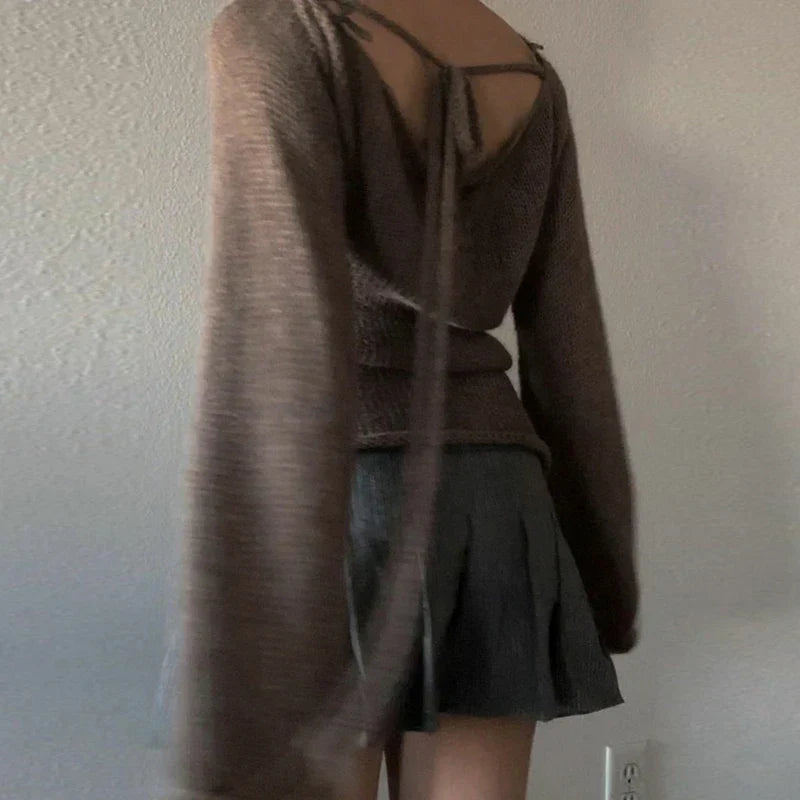 GR | Lockerer Strickpullover mit Glockenärmeln