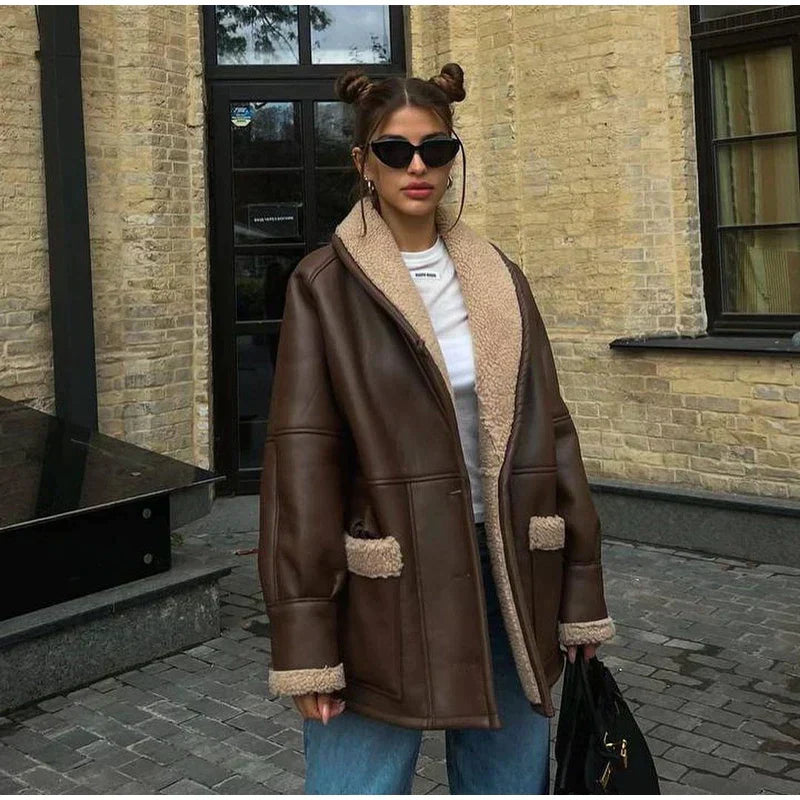 Winter leather jacket with fur