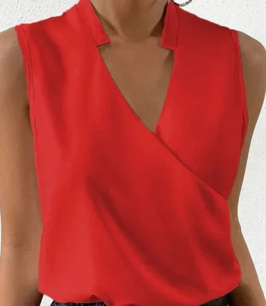 Elegant sleeveless solid-color top