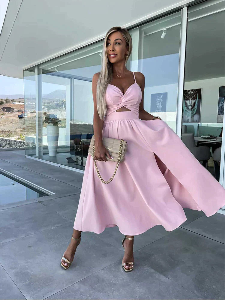 GR | Seitenausschnitt Midi-Kleid mit Schlitz