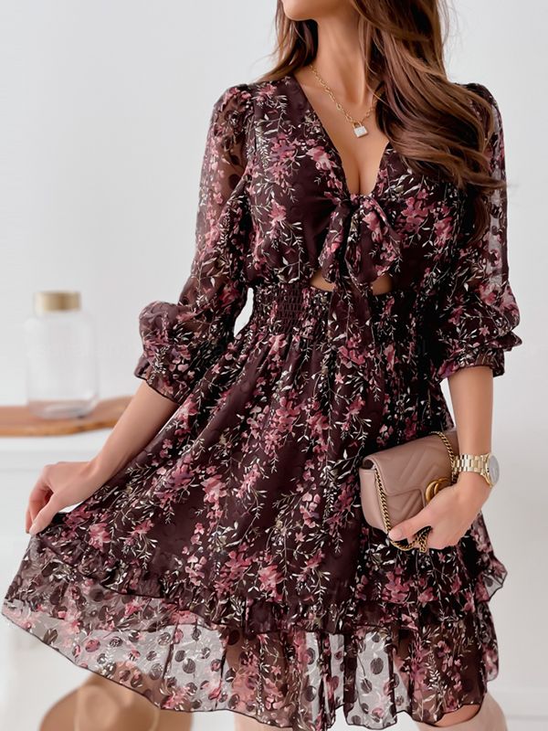 GR - Einfaches bedrucktes Chiffonkleid