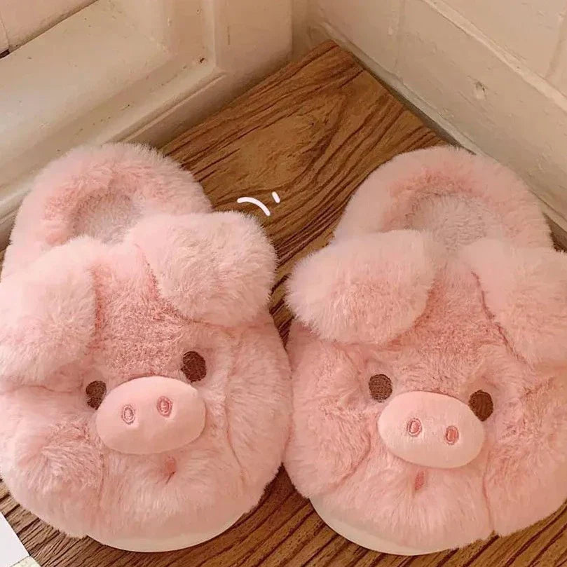 GR | Fluffy Pig Slippers