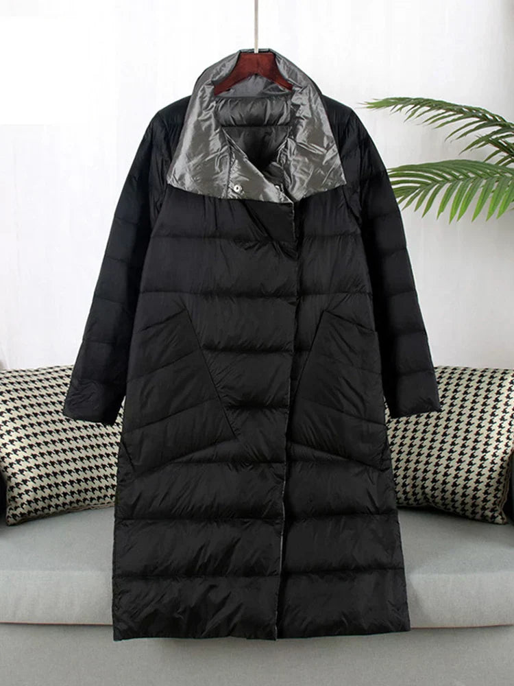 long checked coat