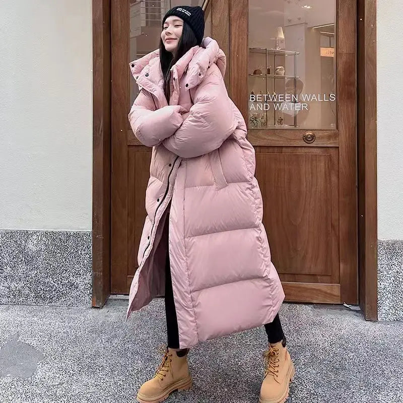 GR | Long Stylish Down Jacket T-Shirt with Hood