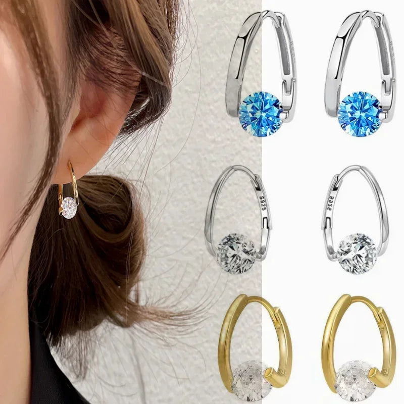 GR | Sterling Silver Geometric Zircon Earrings