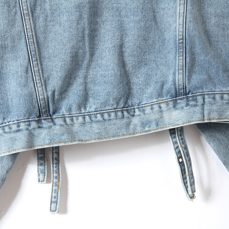 GR | Denim Jacket with Floral Embroidery and Sequins
