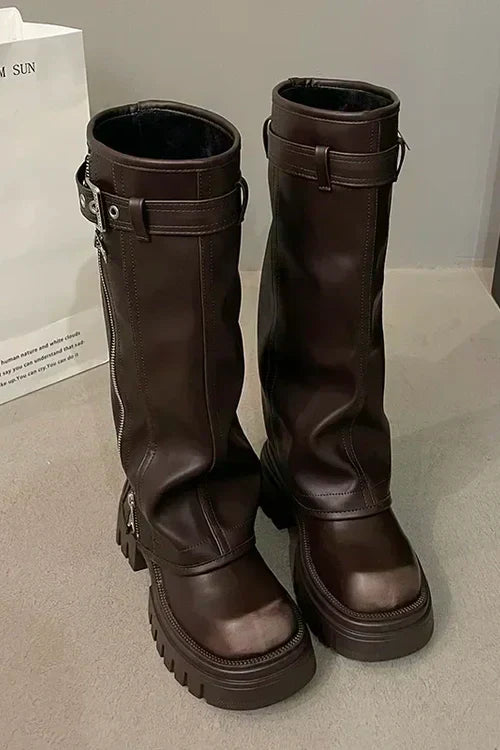 – Knee-high leather boots