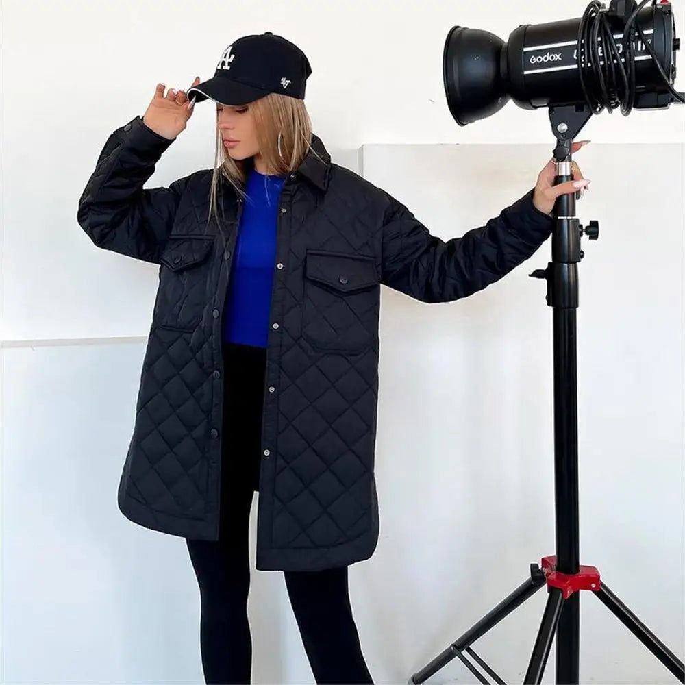 quilted jacket with snap fasteners