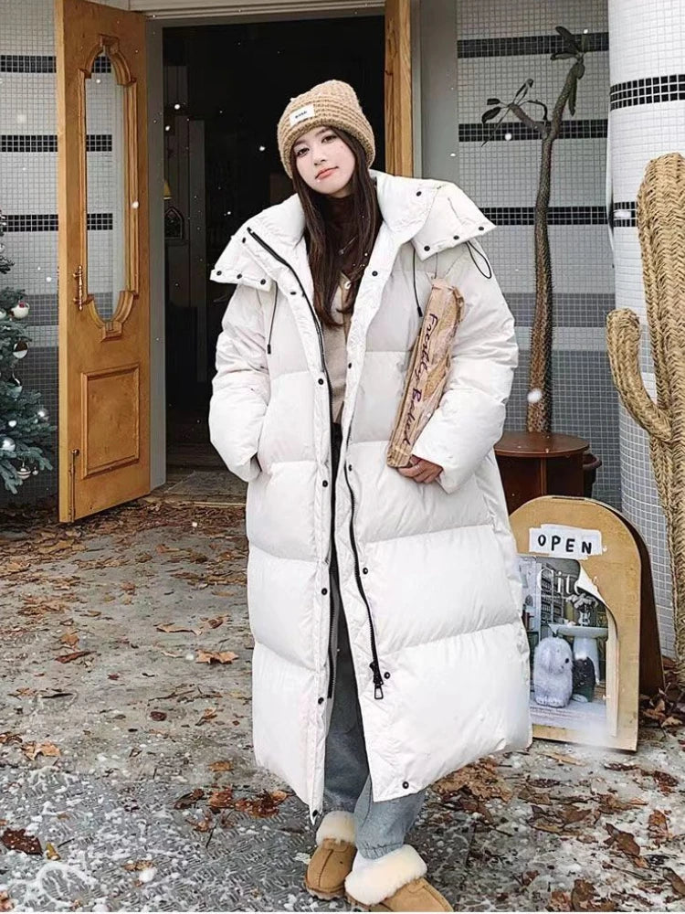 GR | Long Stylish Down Jacket T-Shirt with Hood