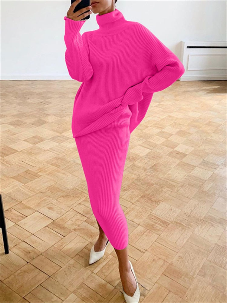 GR | Chic autumn knit two-piece slim fit set for women