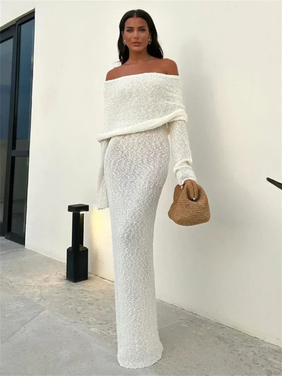 GR | Off-shoulder maxi dress for women