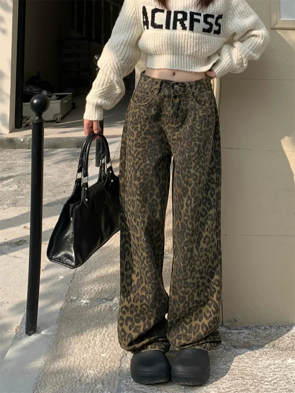 GR | Modische Leopardenmuster Jeans Für Damen