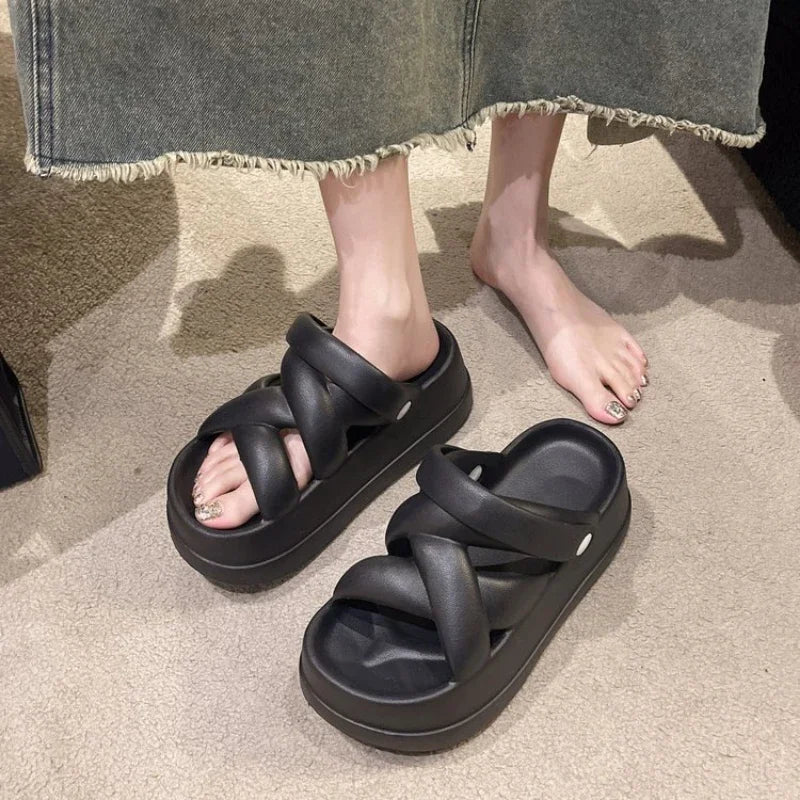 GR | Platform Chunky Cross Strap Sandals