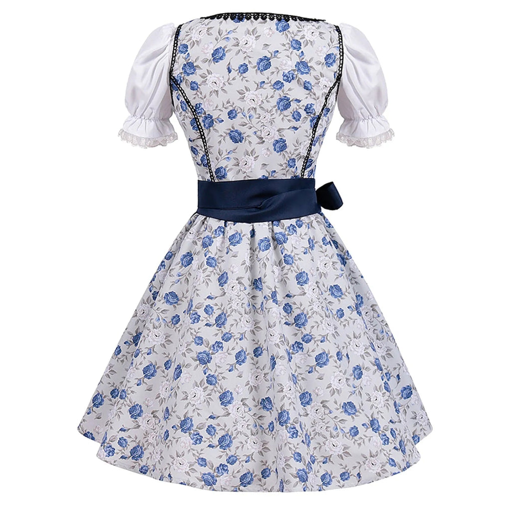 GR | Kurzärmelig Spitze Oktoberfest Kleid mit Schürze