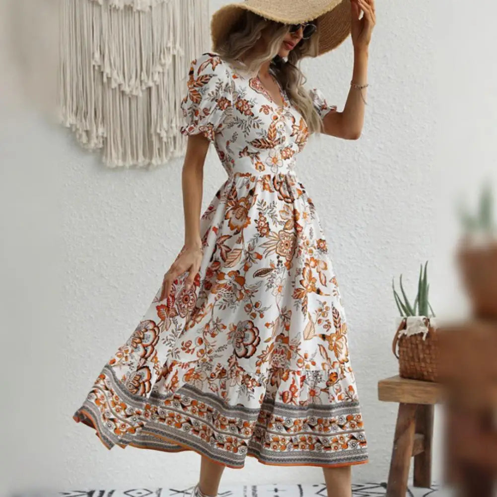 GR | Elegante Orange Blumenkleid
