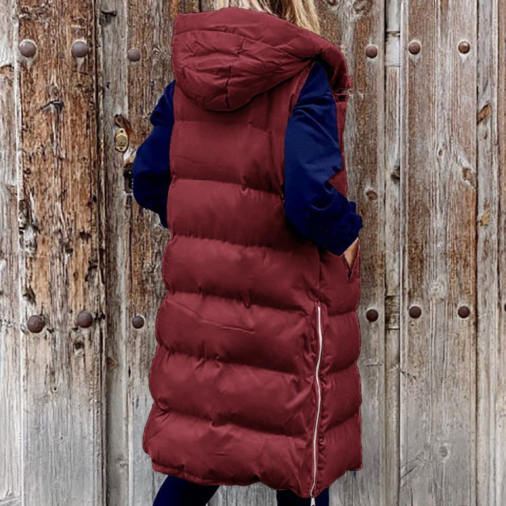 GR Hooded Long Vest Casual Fashion Single-Breasted Jacket