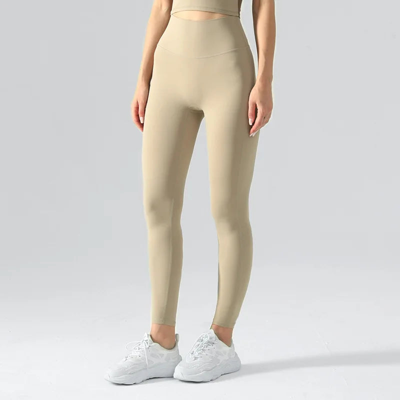 GR | Emily Sportswear Naked Hochtaillierte Tight Yoga Hosen Doppelseitig Gebürstet Pfirsich Po-Hebende Lauf Sport Fitness Leggings