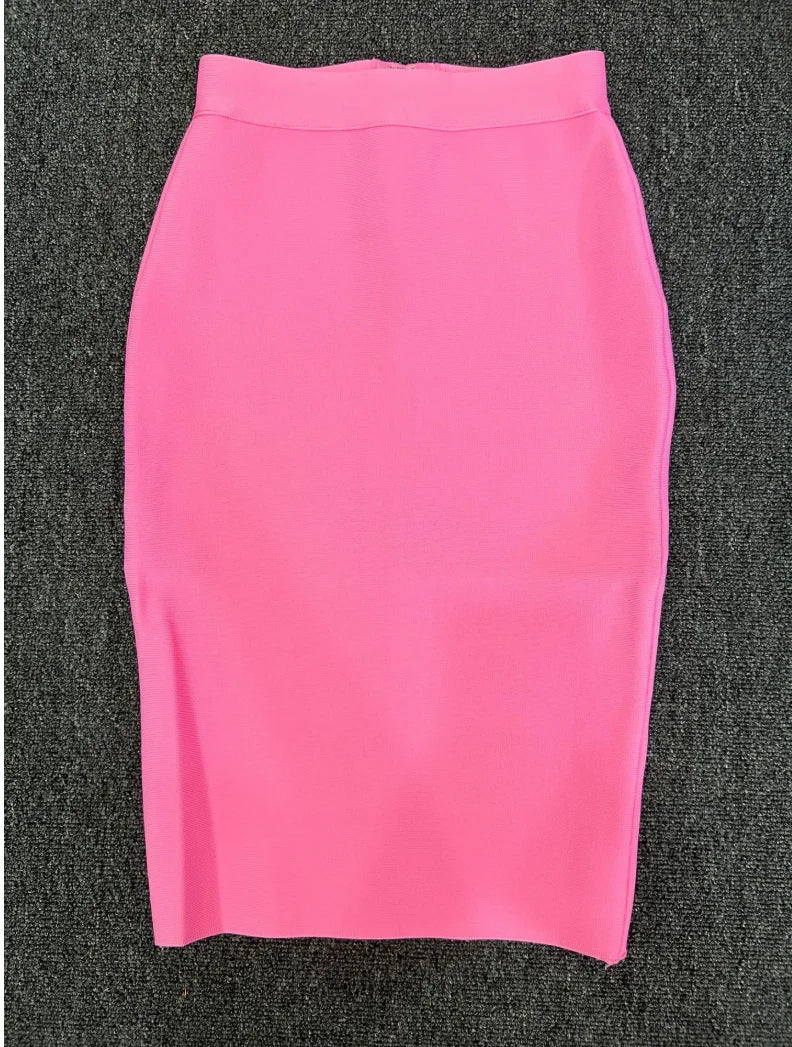 GR | Women's New Rayon Bandage Skirt Elegant Pencil Skirt Famous Sexy Club Party Clothing Vintage Vestios