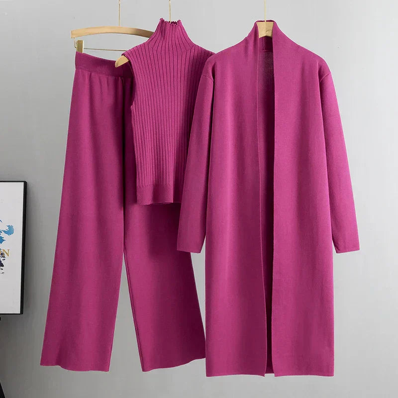 GR | Women's Luxury 3-Piece Knit Co-Order Set Soft & Stretchy