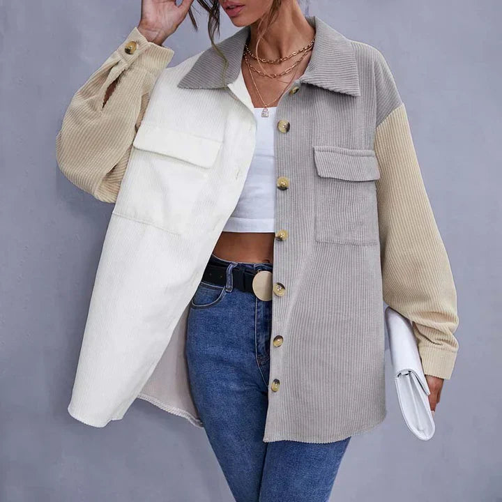 Button-down corduroy jacket for women