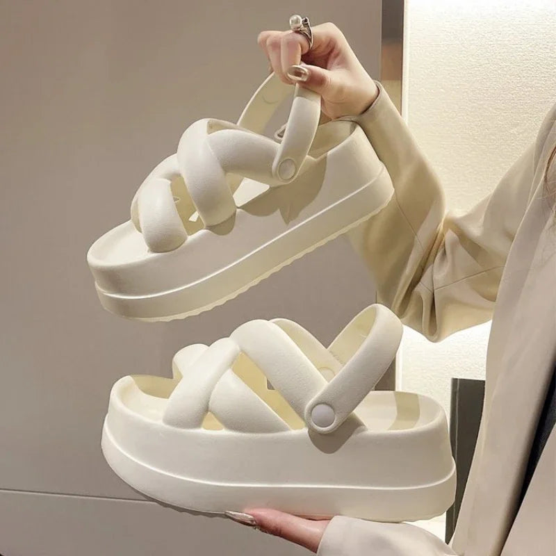 GR | Platform Chunky Cross Strap Sandals