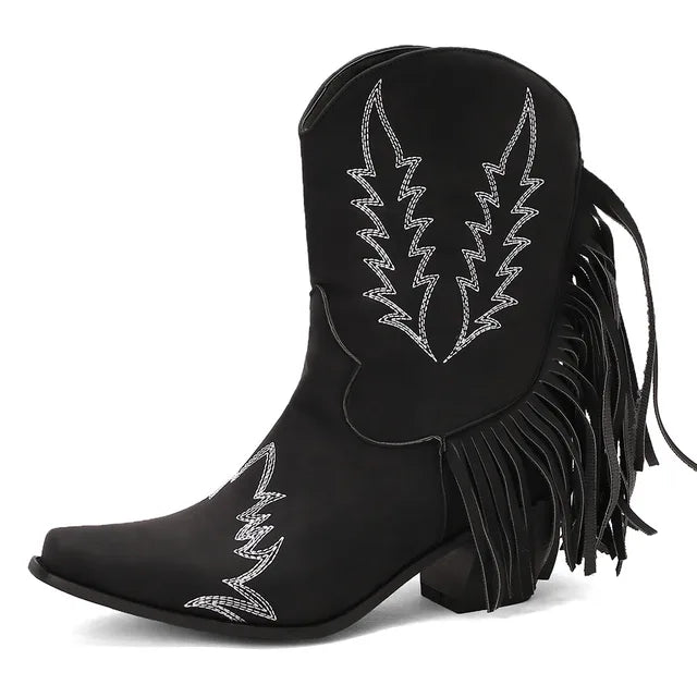GR | Cowboy ankle boots with fringe tassel